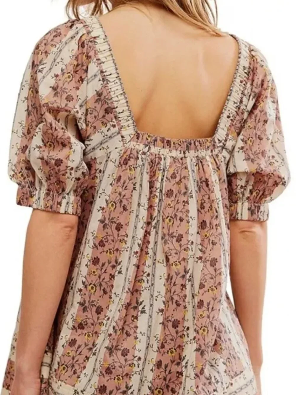Free People 'Vintage Lover' Floral Print Short Sleeve Blouse Boho